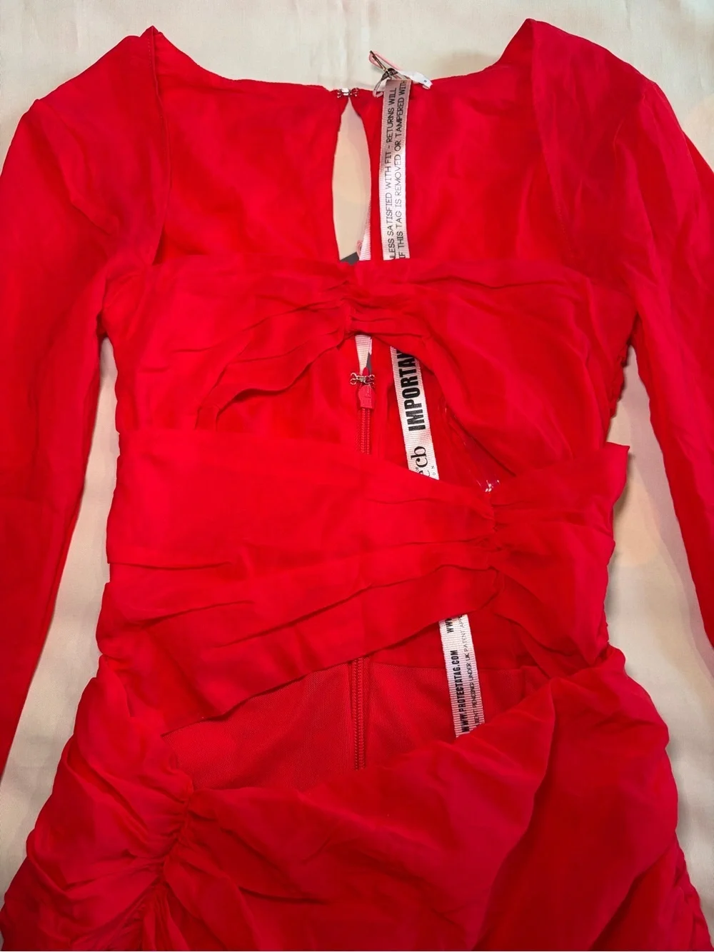 NEW! House of CB- CAMILLE Scarlet Real Silk Cutout Mini Dress Red Size Small